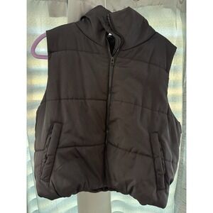 AUTOMET Women's Black  Zipper Front Puffer Vest with‎ Pockets